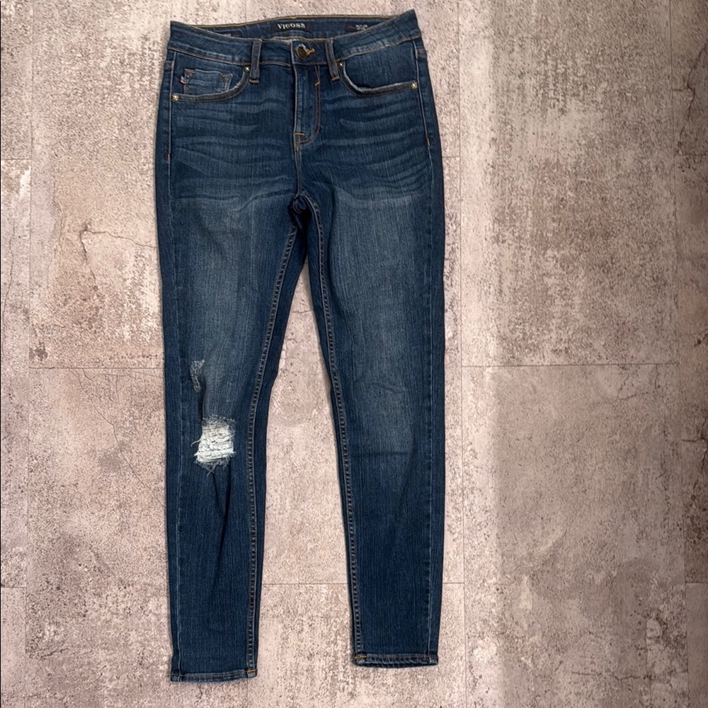 Vigoss Blue Skinny Jeans with Distressed Details